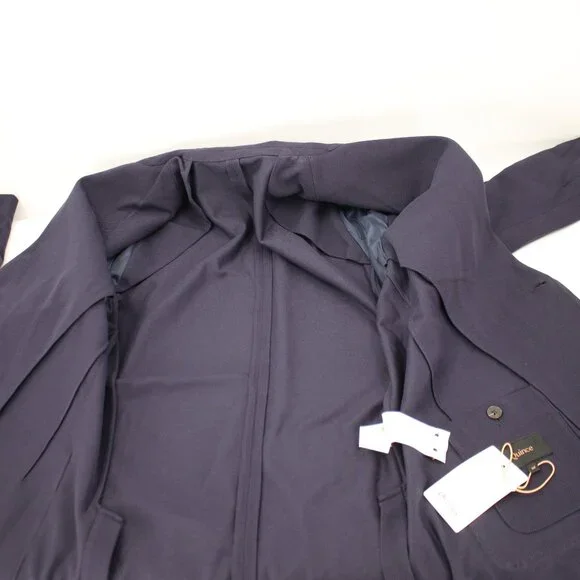 NWT Quince sport coat Mens medium Cotton Pique Knit Blazer Navy patch pockets